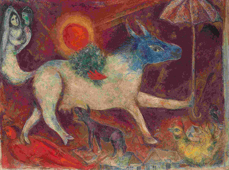 La mucca con l’ombrello (1946), olio su tela